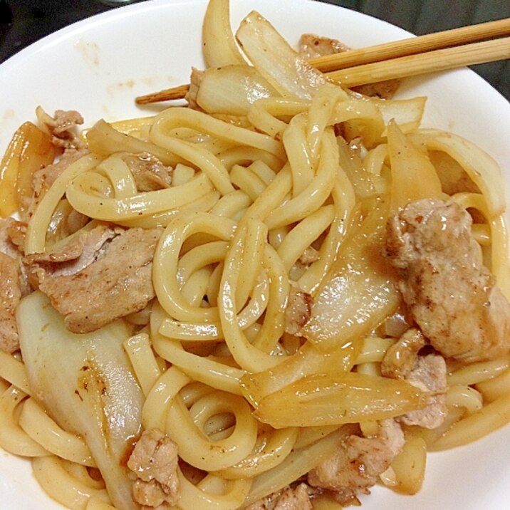 豚肉でカンタン焼うどん！